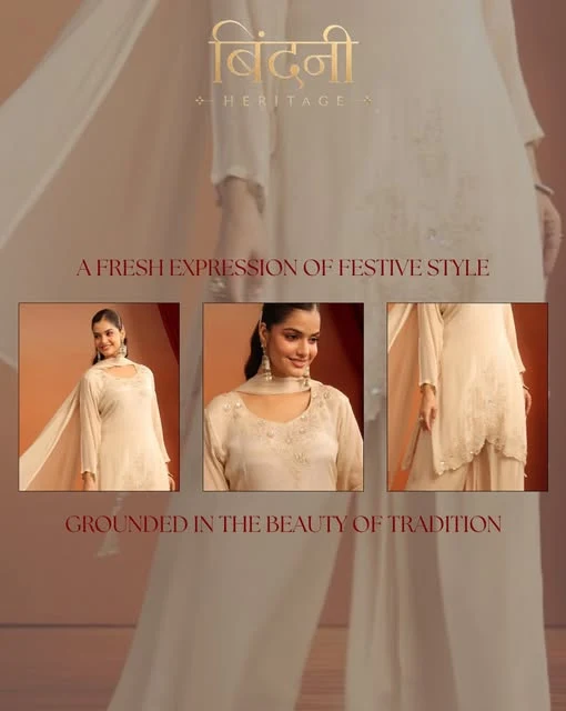 Bindni ivory festive suit campaign